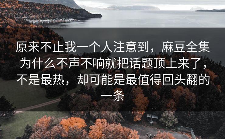 原来不止我一个人注意到,麻豆全集为什么不声不响就把话题顶上来了,不是最热,却可能是最值得回头翻的一条 第1张 原来不止我一个人注意到,麻豆全集为什么不声不响就把话题顶上来了,不是最热,却可能是最值得回头翻的一条 第1张