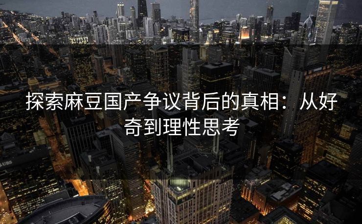 探索麻豆国产争议背后的真相：从好奇到理性思考  第1张